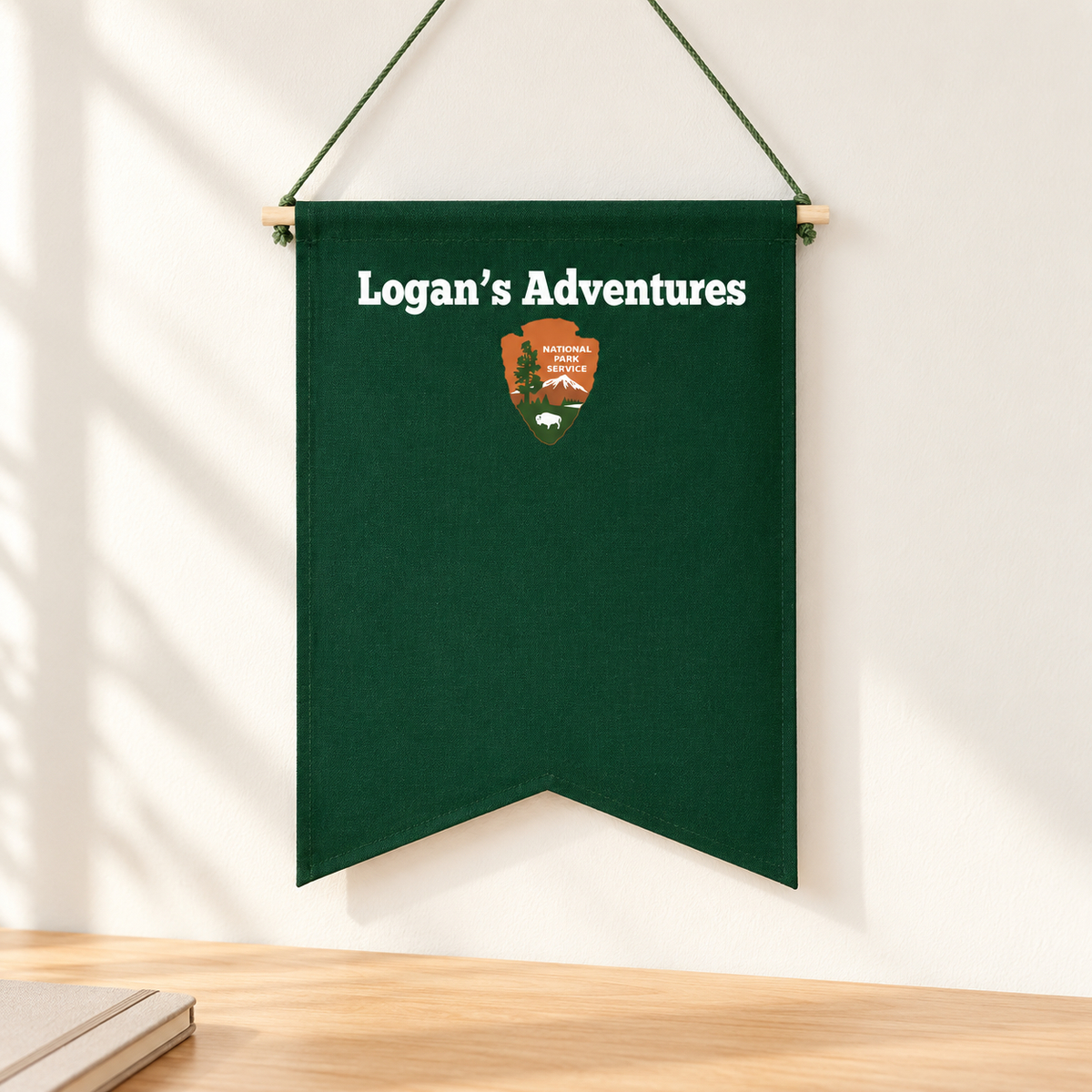 Personalized Forest Green National Parks Banner — minimal workspace