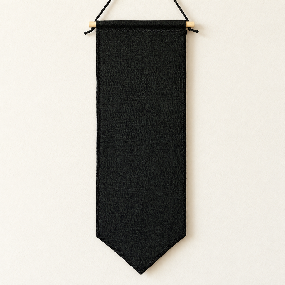 Black Tall Duck Canvas Pin Pennant (No Backing) in a clean canvas detail setting