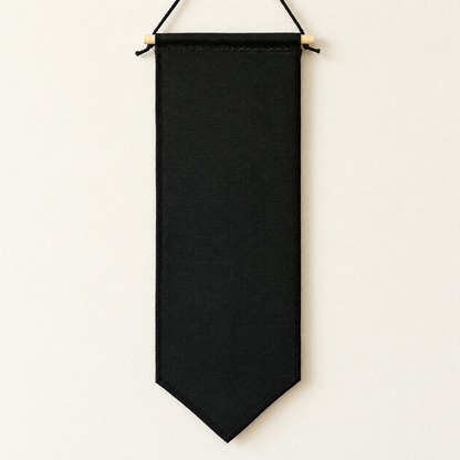 Black Tall Duck Canvas Pin Pennant (No Backing) in a clean canvas detail setting