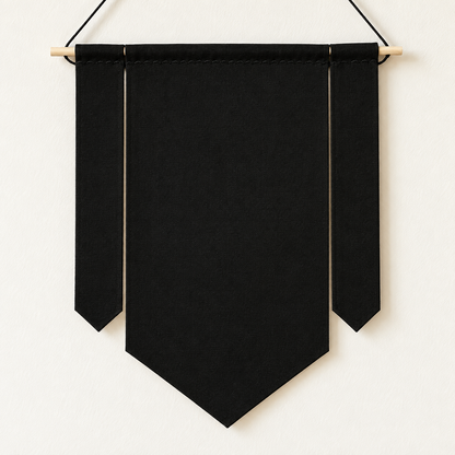 Black Three-Piece Canvas Pin Banner — canvas detail