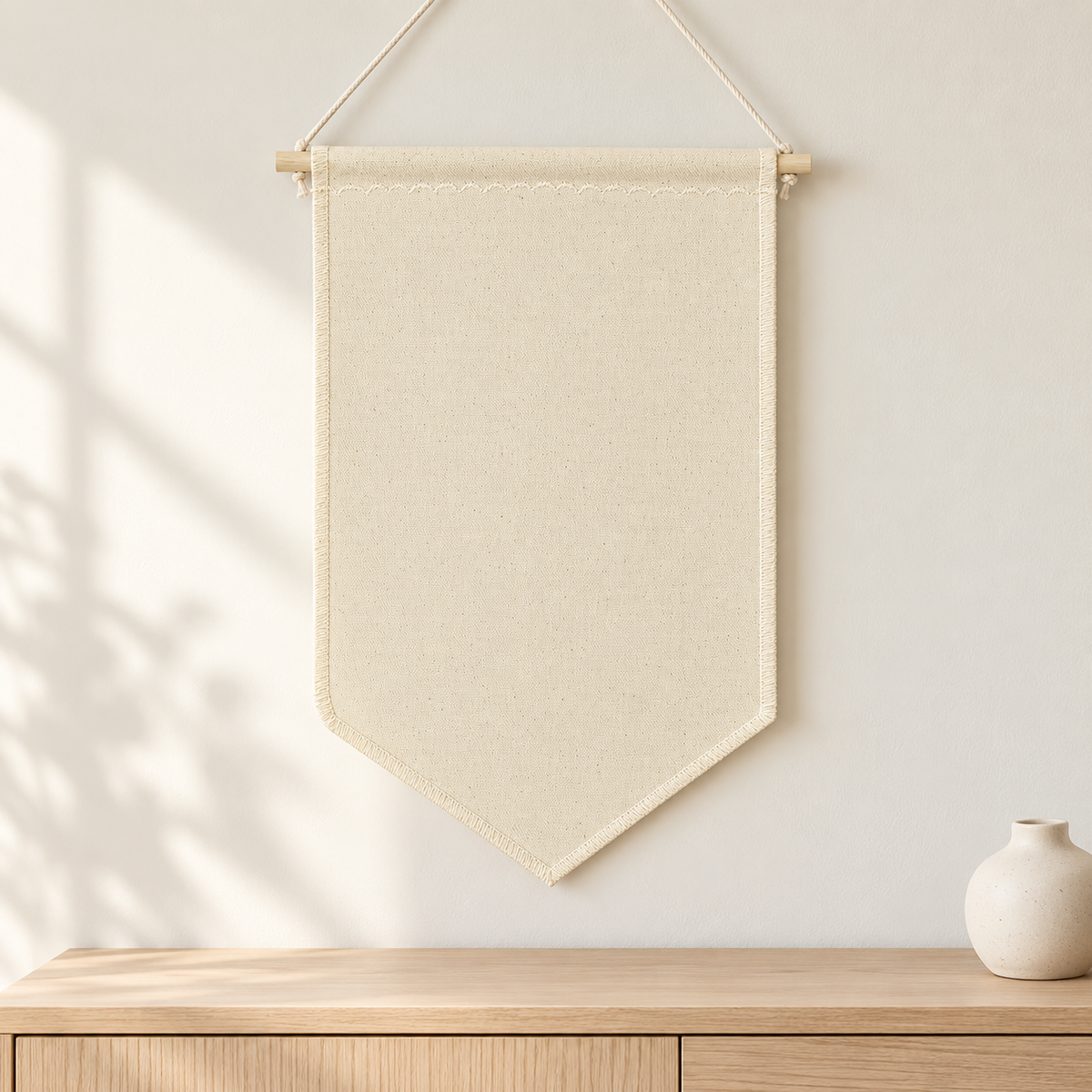 Classic Canvas Pin Banner — light oak console