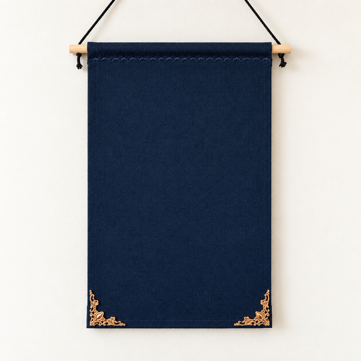 Dark Blue Canvas Pin Pennant with Metal Corners — canvas detail
