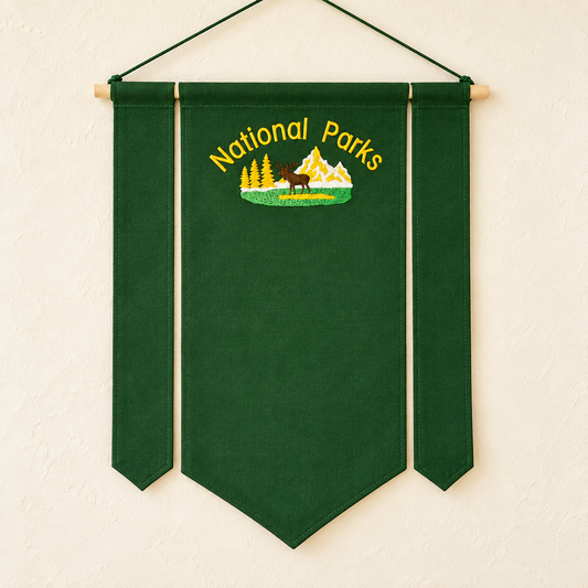 Forest Green Three-Piece National Parks Banner — ivory wall hero