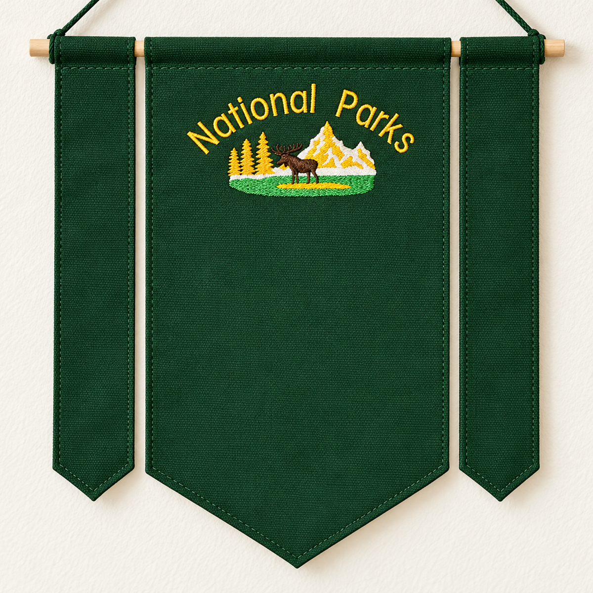Forest Green Three-Piece National Parks Banner — canvas and stitching detail