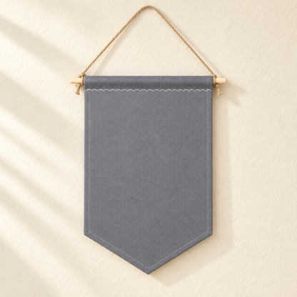 Gray Blank Canvas Pin Banner — ivory wall hero