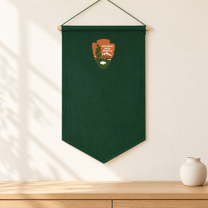 Green National Parks Canvas Pin Banner — light oak console