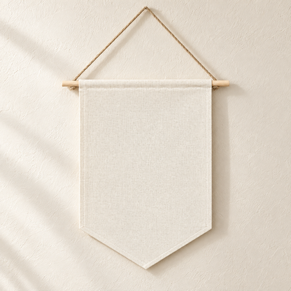 Natural Blank Canvas Pin Banner — clean ivory wall