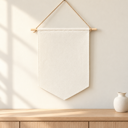 Natural Blank Canvas Pin Banner — light oak console