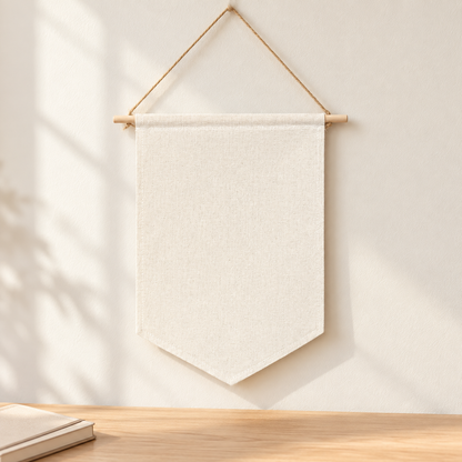 Natural Blank Canvas Pin Banner — minimal workspace