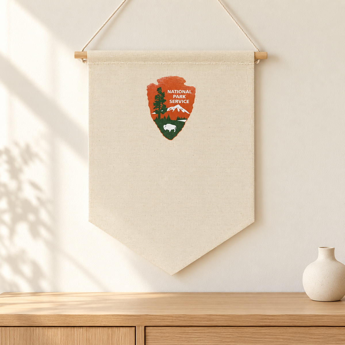 Natural National Parks Canvas Pin Banner — light oak console