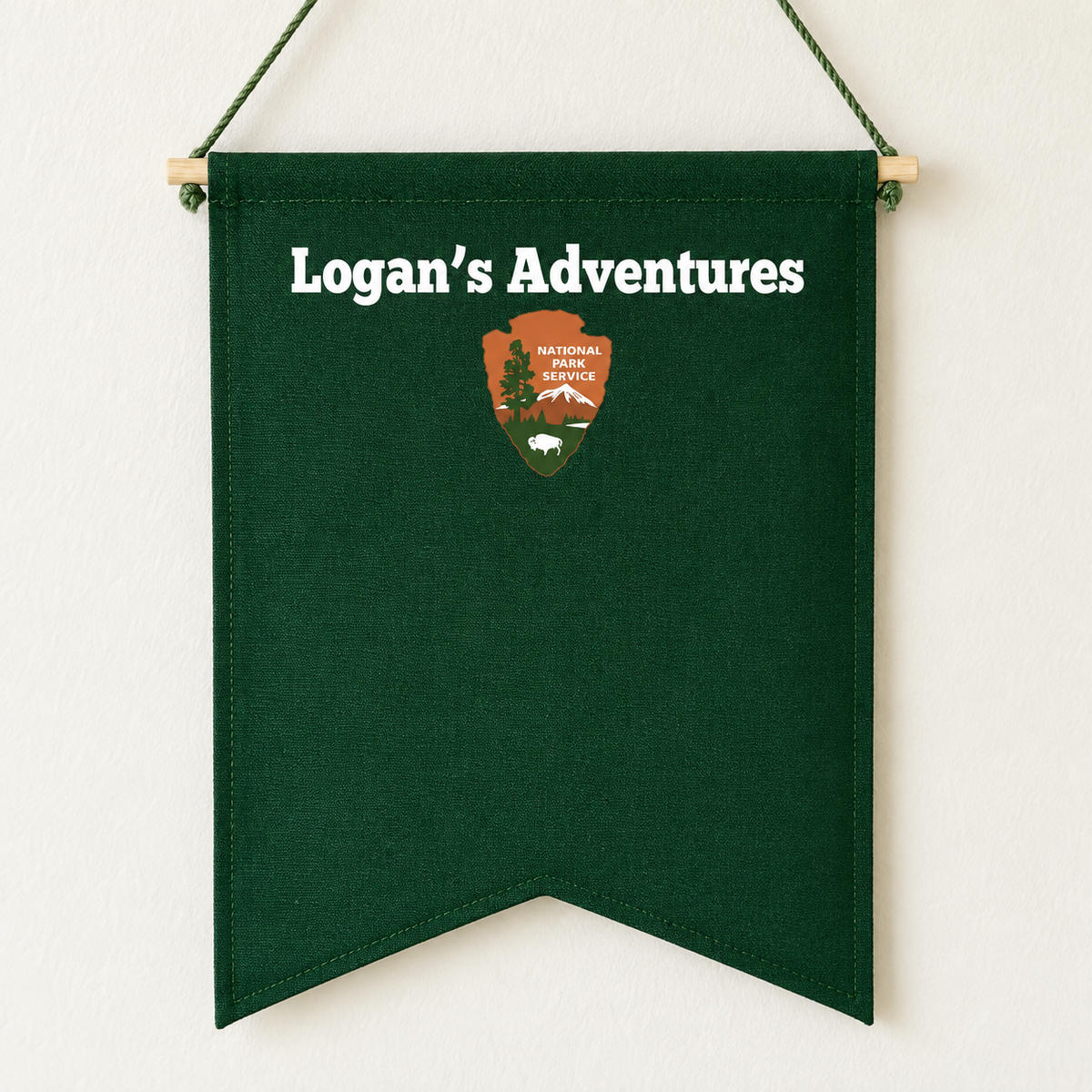 Personalized Forest Green National Parks Banner — canvas detail