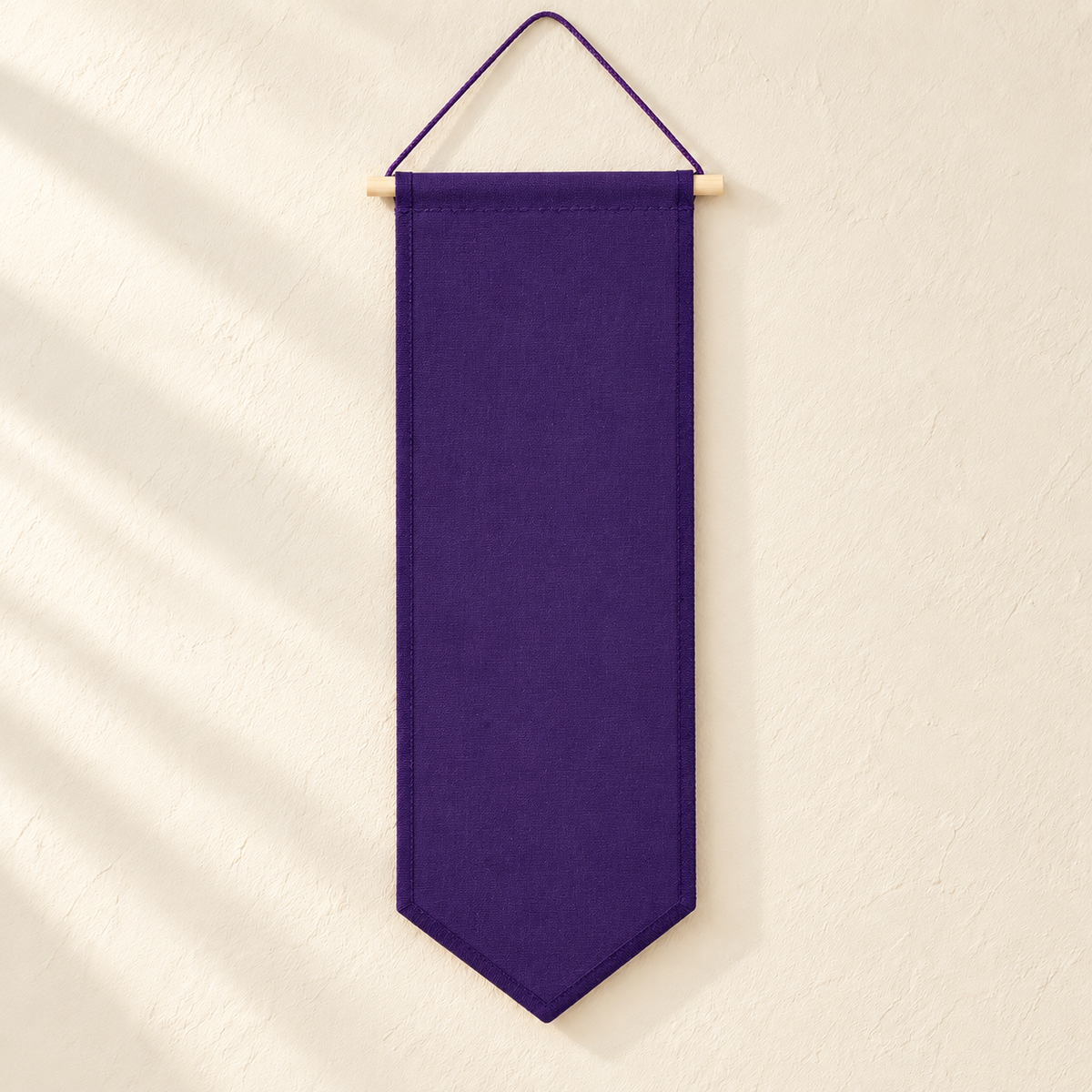 Purple Enamel Pin Banner — ivory wall hero
