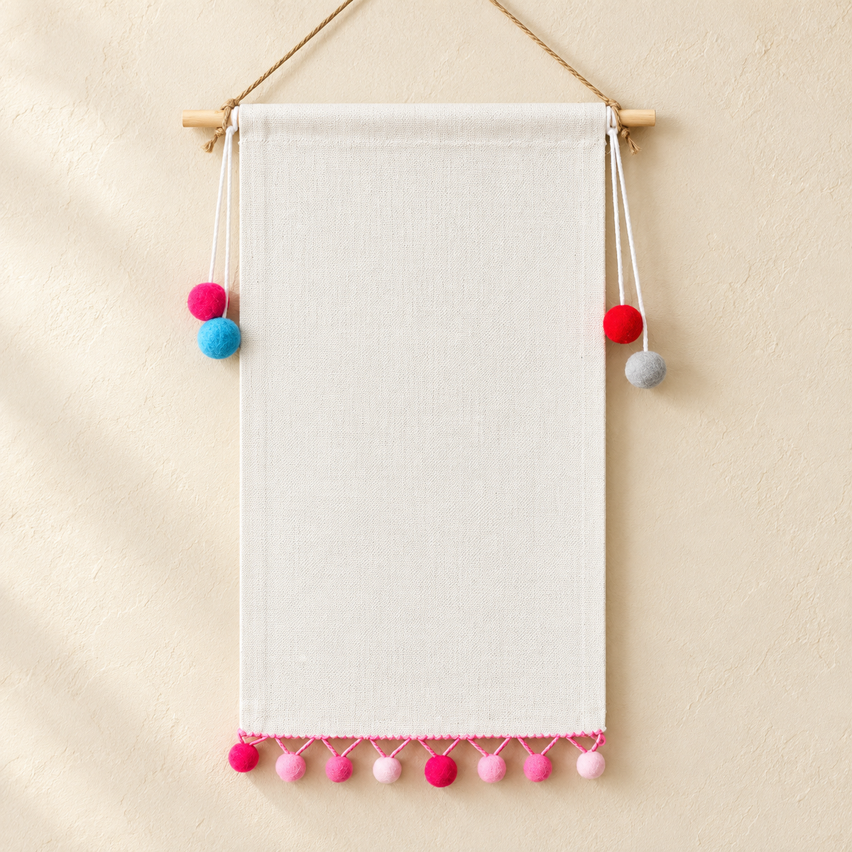 Rectangular Blank Canvas Pin Banner — ivory wall hero