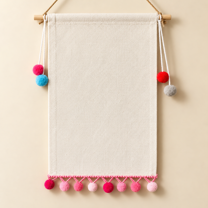 Rectangular Blank Canvas Pin Banner — canvas and stitching detail